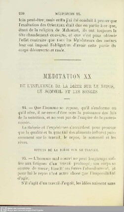 XX. Del'influence de la diète sur le repos, le sommeil et les songes
