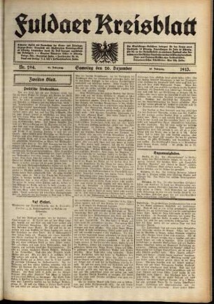 Zweite Ausgabe vom Samstag, den 20. Dezember 1913.