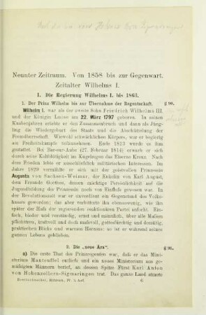 Neunter Zeitraum. Von 1858 bis zur Gegenwart. Zeitalter Wilhelms I.