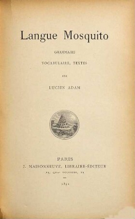 Langue Mosquito : grammaire, vocabulaire, textes