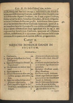 Caput II. De Subiecto Beneficii Dandi In Solutum.