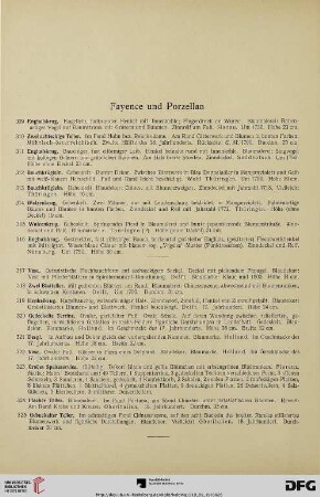 Fayence und Porzellan (Nr. 309-327)