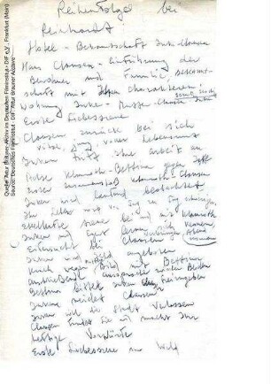 Handlungsabriss von Artur Brauner (handschriftliches Original und Abschrift)