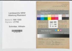 Entnazifizierung Wilhelm Schmitter, geb. 26.04.1913 (Postassistent)