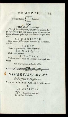 Divertissement de Paysans Paysannes.