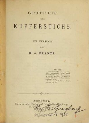 Geschichte des Kupferstichs : ein Versuch