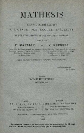 TOME HUITIÉME. NOVEMBRE 1888.