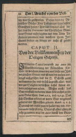 Caput II. Von der Vollkommenheit der Heiligen Schrifft.