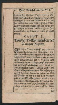 Caput II. Von der Vollkommenheit der Heiligen Schrifft.