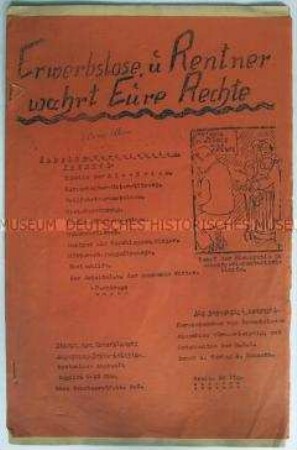 Hektografierte Materialsammlung für Arbeitslosen-Versammlungen