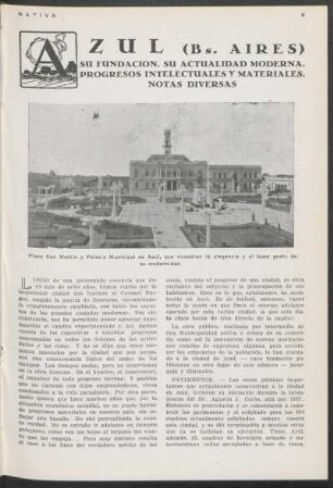 Azul (Bs. Aires) - Su fundación. - Su actualidad moderna. - Progresos intelectuales y materiales. - Notas diversas.