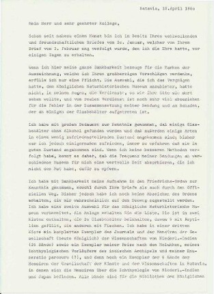 Brief von Pieter Bleeker an Krauss