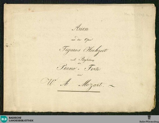 Le Nozze di Figaro. Excerpts. Arr - Don Mus.Ms. 2543 : V, guit; KV 492/6