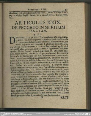 Articulus XXIX. De Peccato In Spiritum Sanctum
