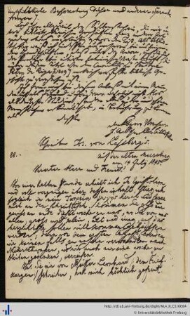 Brief von Joseph von Laßberg an Franz Karl Grieshaber (14.07.1845)
