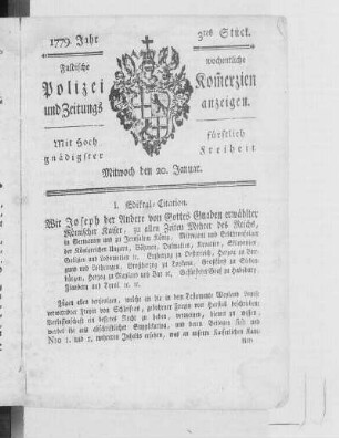 3tes Stück., Ausgabe vom 20. Januar 1779
