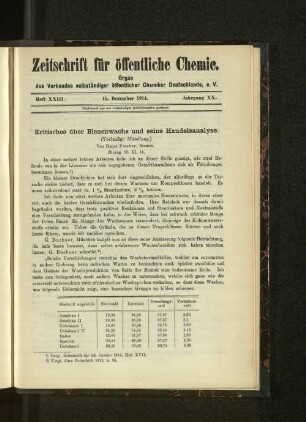 Heft XXIII. 15. Dezember 1914. Jahrgang XX.