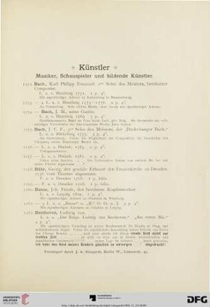 Künstler. Musiker, Schauspieler und bildende Künstler (Nr. 1252 - 1489)