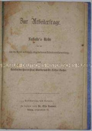 Rede von F. Lassalle auf einer Arbeiterversammlung vom 16. April 1863