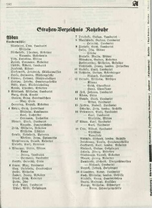 Straßen-Verzeichnis Ratzebuhr