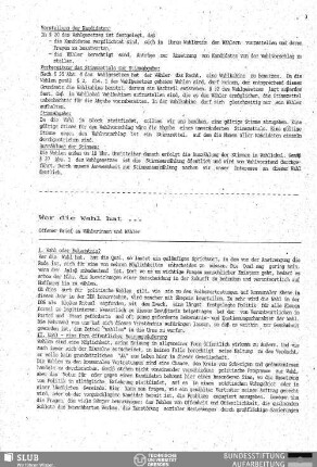 Wer die Wahl hat ... : offener Brief an Wählerinnen und Wähler