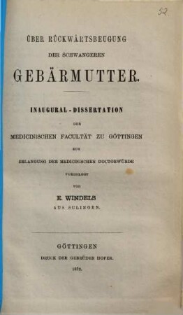 Über Rückwärtsbeugung der schwangeren Gebärmutter