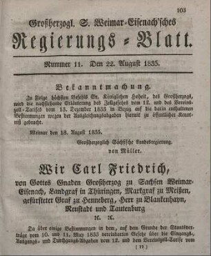 Nr. 11 : 22. August 1835