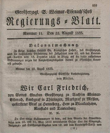 Nr. 11 : 22. August 1835