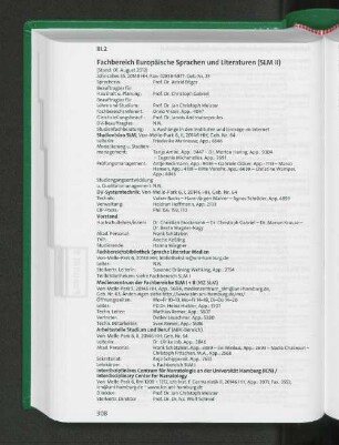 Fachbereich Europäische Sprachen und Literaturen (SLM II)