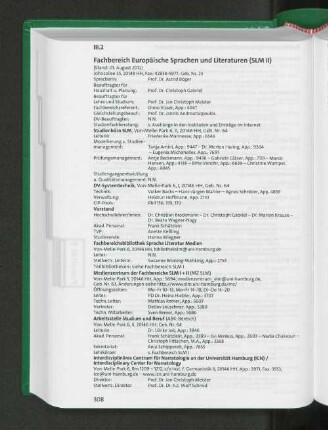 Fachbereich Europäische Sprachen und Literaturen (SLM II)