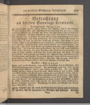 Betrachtung am dritten Sonntage Trinitatis.