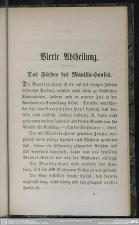 Vierte Abtheilung. Das Färben des Manilla-Hanfes