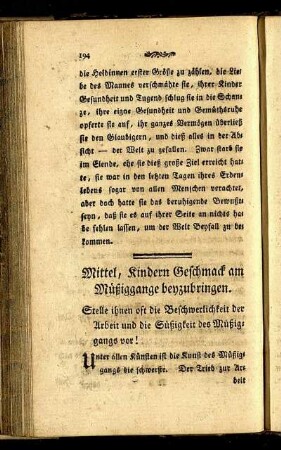 Mittel, Kindern Geschmack am Müßiggange beyzubringen.