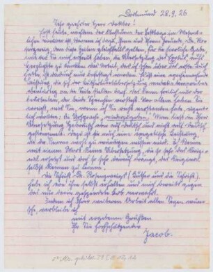 Brief von Benno Jacob an Martin Buber