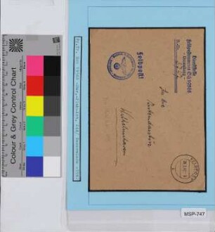 Dienstbrief, Schiffsname/Landeinheit: Stab Marine Flak-Abteilung 244, Feldpostnr. 19568; Frankatur, Mi.-Nr.: [Keine]; Poststempel: Feldpost b 26.3.42.-9; Nebenstempel: Dienststelle Feldpost-Nr. Sch 19568 Verwaltung