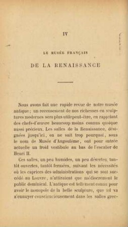 IV. Le Musée Francais De La Renaissance