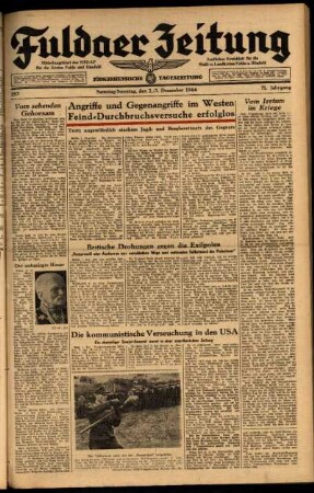 Ausgabe vom Sonntag, den 03. Dezember 1944.