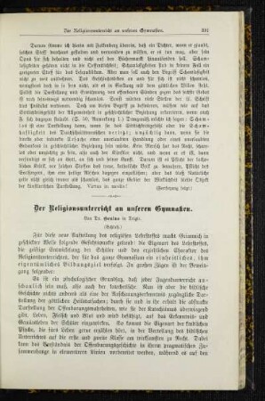 ¬Der¬ Religionsunterricht an unseren Gymnasien : (Schluß)