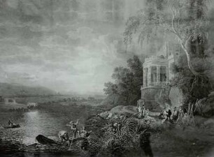 Sonnentempel mit Blick auf Dresden : Carl August Richter (?). Dresden-Briesnitz, Sonnentempel mit Blick auf Dresden, Sepiazeichnung, 1820. Verwalter, Stadtmuseum Dresden