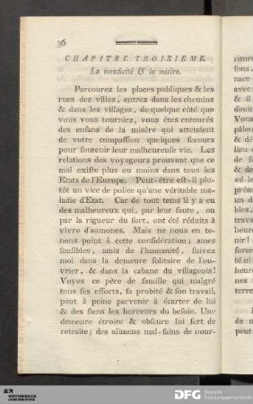 Chapitre Troisieme. La mendicité & la misère.