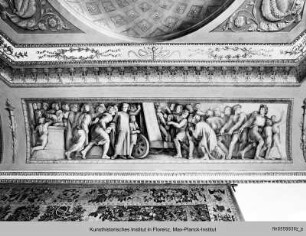 Cosimo de Medici gratuliert zu einem fertig gestellten Bild, das auf einem Karren steht - Cosimo de Medici congratulando l'artista per una pala d'altare esposto su un carro