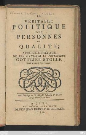 La Véritable Politique Des Personnes De Qualité