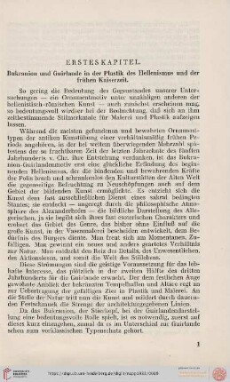 Erstes Kapitel: Bukranion und Guirlande in der Plastik des Hellenismus und der frühen Kaiserzeit