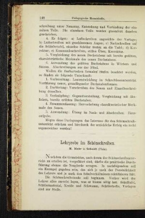 Lehrprobe im Schönschreiben