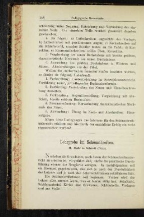 Lehrprobe im Schönschreiben