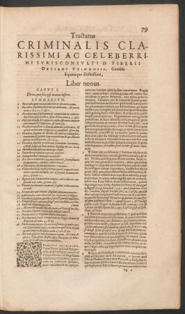 Tractatus Criminalis ... Liber nonus.