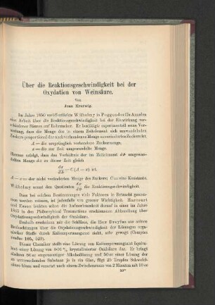 Über die Reaktionsgeschwindigkeit bei der Oxydation von Weinsäure.