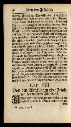 Cap. VIII. Von den Wirckungen oder Früchten des wahren Glaubens.