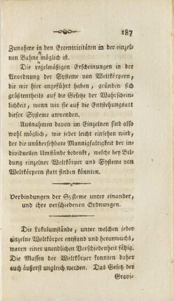 Verbindungen der Systeme unter einander, und ihre verschiedenen Ordnungen