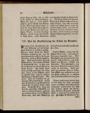 VIII. Von der Stallfütterung der Schafe im Sommer